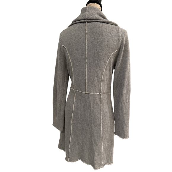 Indigenous Womens Gray 100% Organic Cotton Shell Button Lightweight Cardigan M - Picture 4 of 15